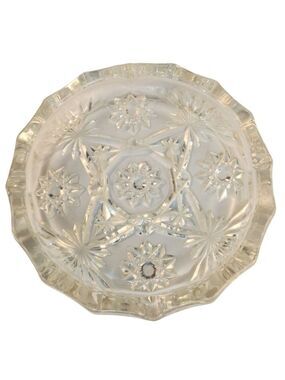 Vintage Anchor Hocking Star Of David Clear Glass Ashtray 8” Prescut Design